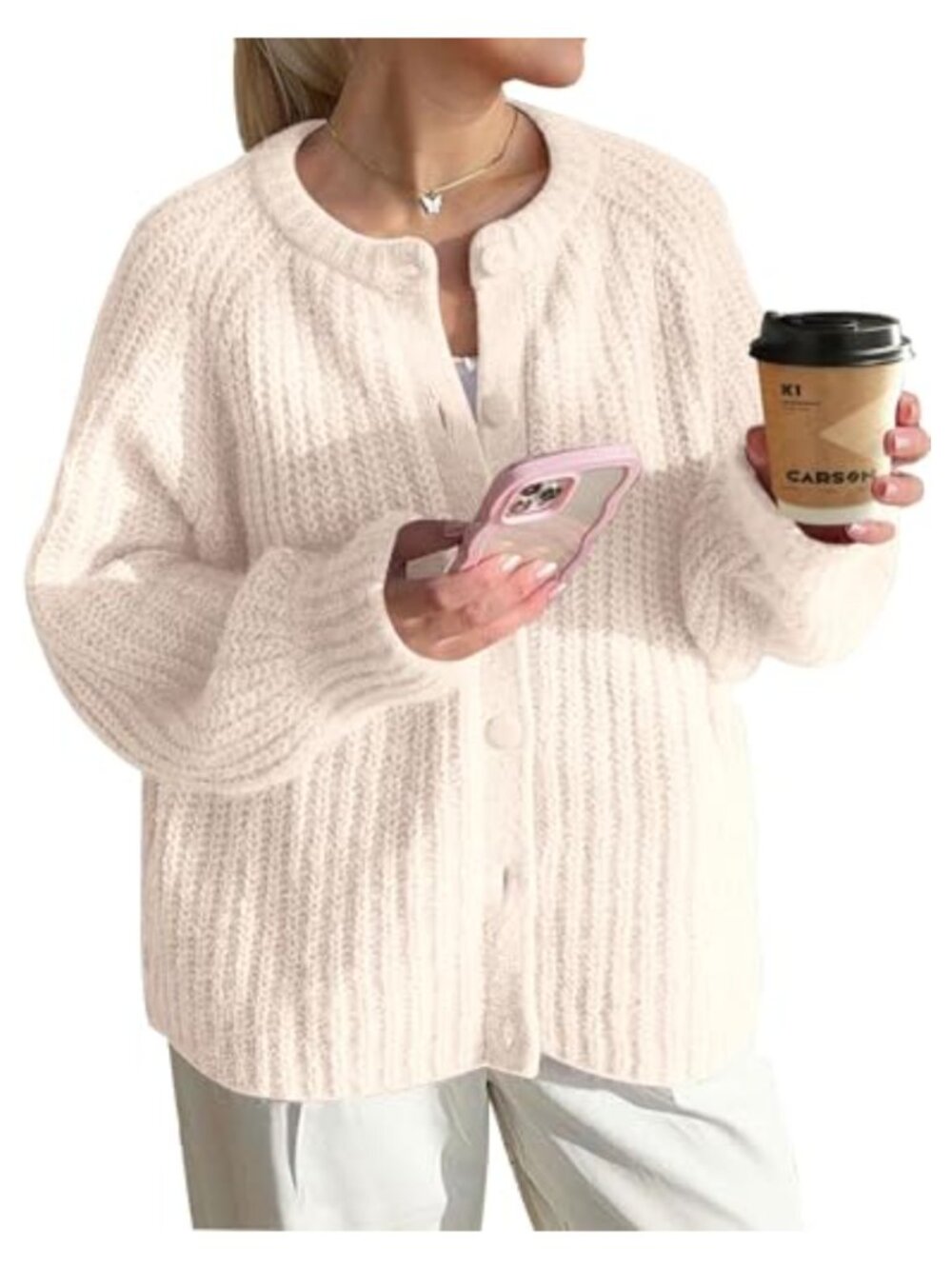 Oversized Chunky Knit Cardigan for Women Long Sleeve Button Down Open Front